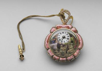 图片[2]-Pair of rose-shaped pocket watches with painted enamel, 19th century, Switzerland-China Archive